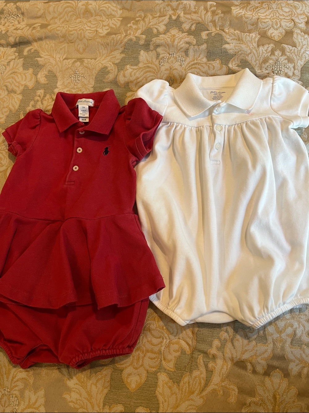 Ralph Lauren Red Peplum One Piece Romper & One Piece White Onesie